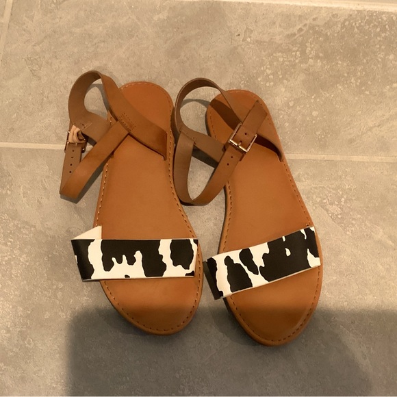 Bamboo Cow Print Sandal - Picture 1 of 5